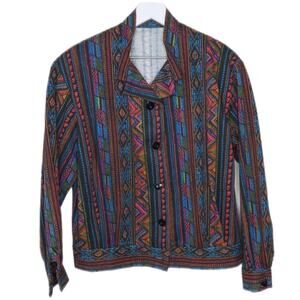 Vintage Oversized Cropped Southwest Pattern Jacket - Women's Large